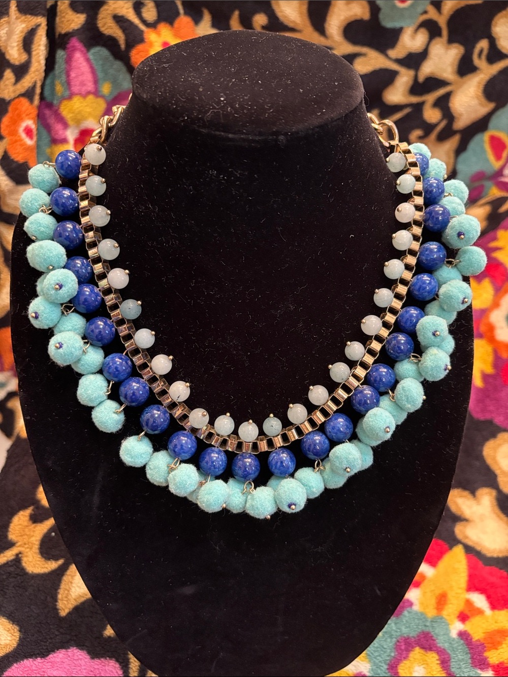 INC International Concepts Used Blue & Aqua Beaded Statement Necklace